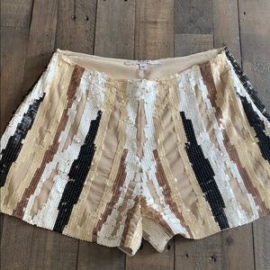 Guess Gold Sequin High-Waist Shorts Size 8 Party Holiday